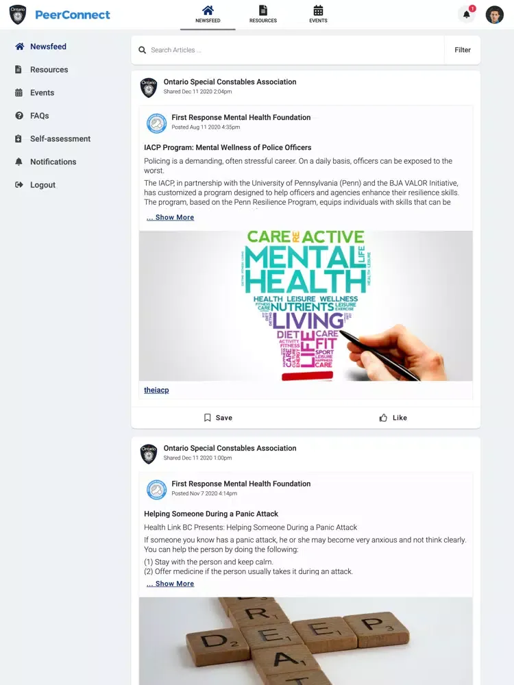 ภาพหน้าจอของ OSCA PeerConnect iPad 