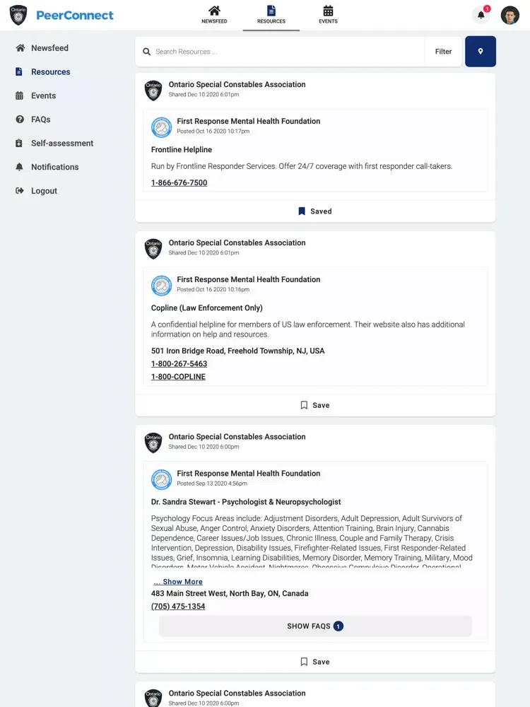 ภาพหน้าจอของ OSCA PeerConnect iPad 
