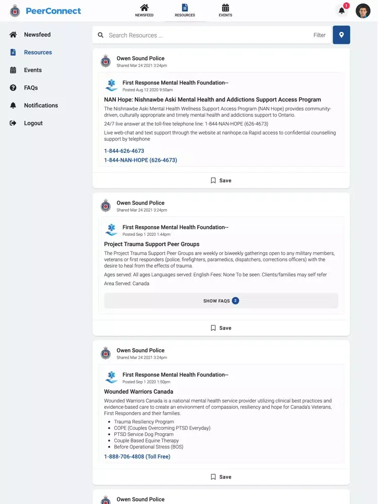 Owen Sound Police PeerConnect iPad  Screenshots
