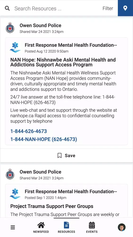 Owen Sound Police PeerConnect Screenshots