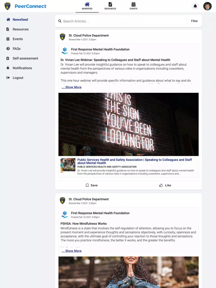 Tangkapan layar St. Cloud Police PeerConnect iPad 