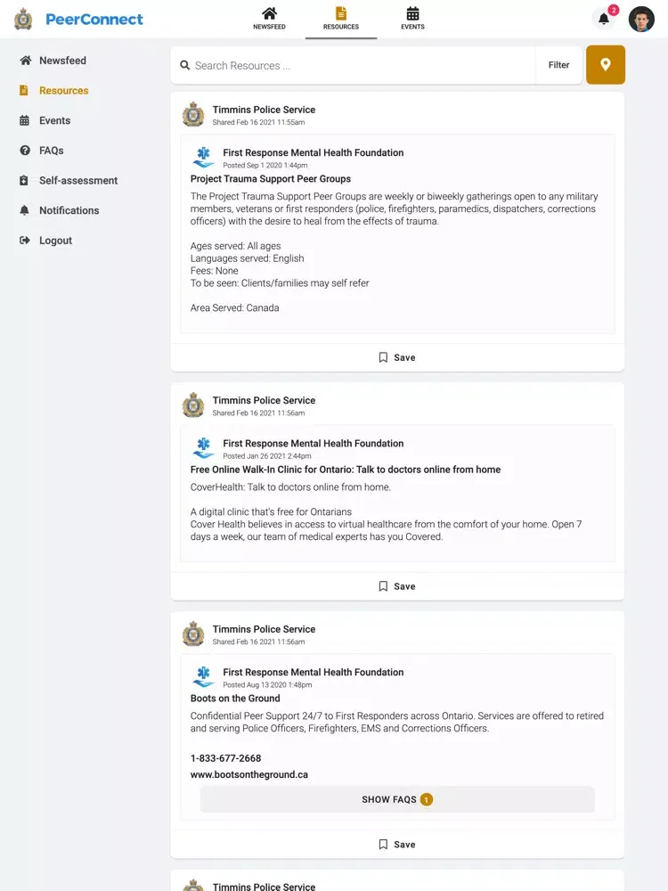 Captures d'écran de Timmins Police PeerConnect iPad 
