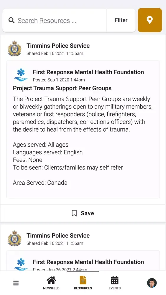 Captures d'écran de Timmins Police PeerConnect