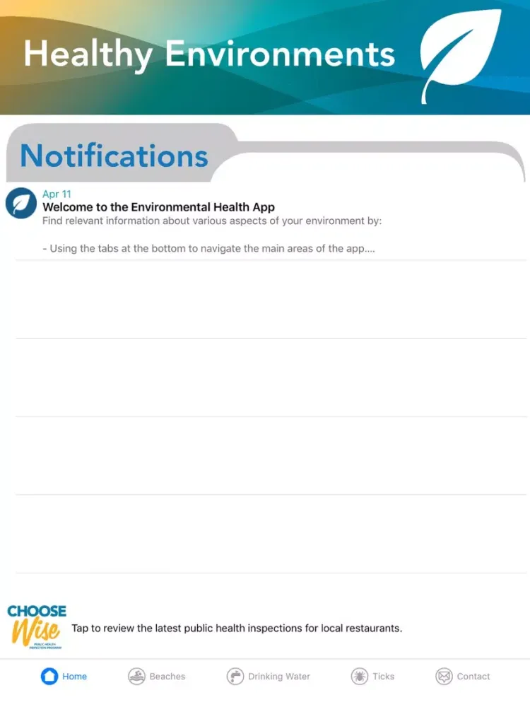 Ảnh chụp màn hình của Healthy Environments iPad 