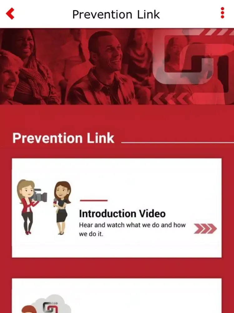Tangkapan skrin Prevention Link iPad 