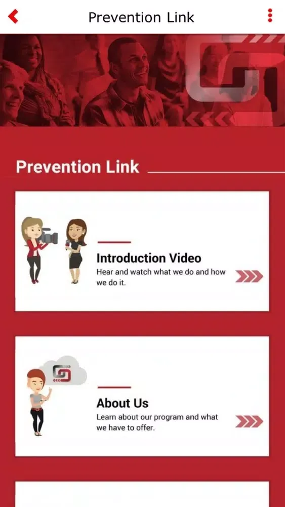Tangkapan skrin Prevention Link