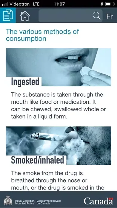 Captures d'écran de RCMP Drugs awareness