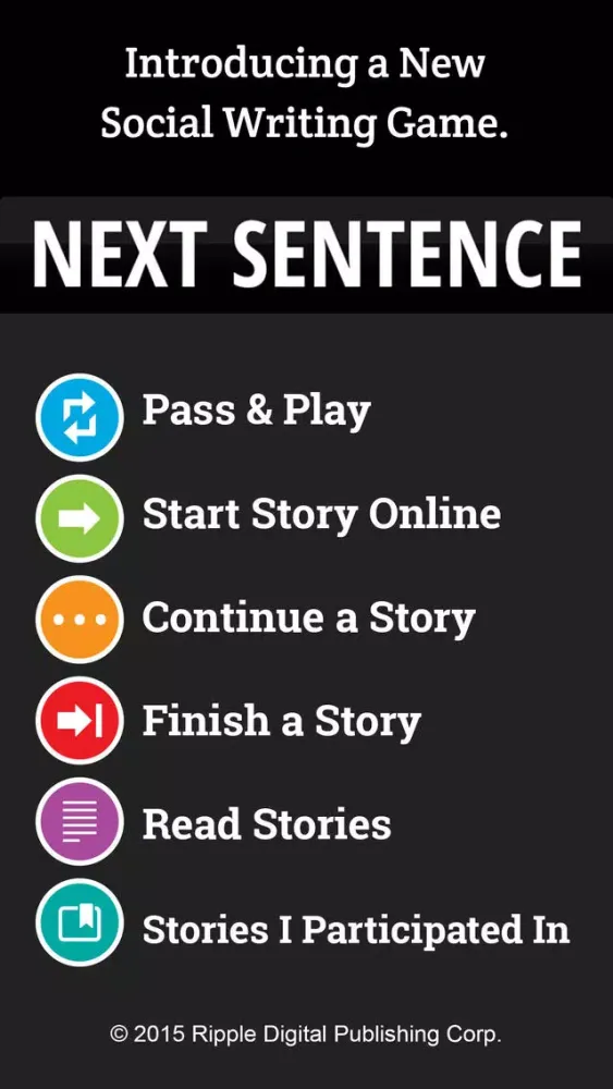 Capturas de tela do Next Sentence