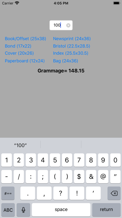 Basis Weight To Grammage স্ক্রিনশট