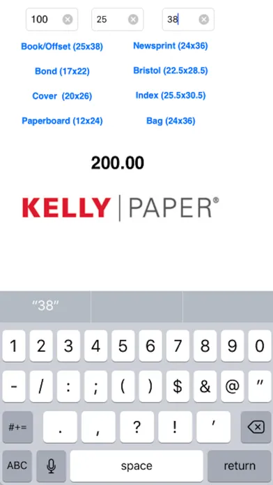 Kelly Paper Basis to M-Weight Screenshots