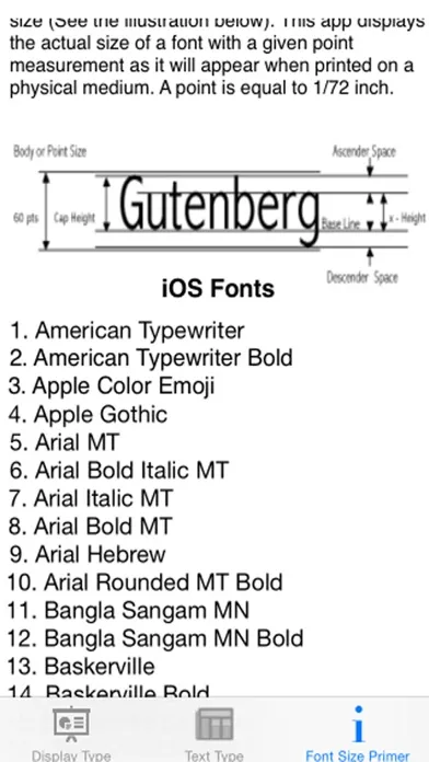 Screenshot di Font Sizes
