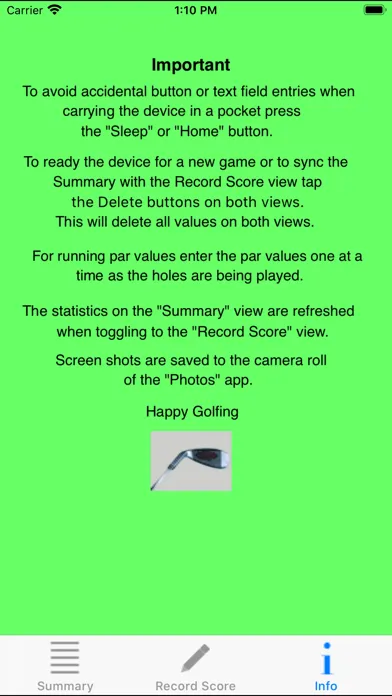 Duffer's Golf Score Card Screenshots