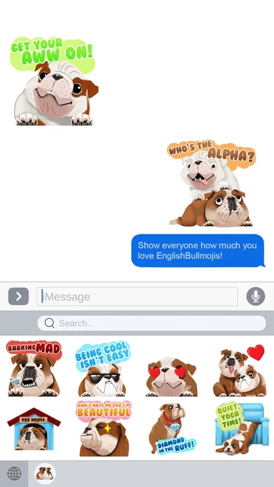 ภาพหน้าจอของ English Bulldog Emoji Stickers