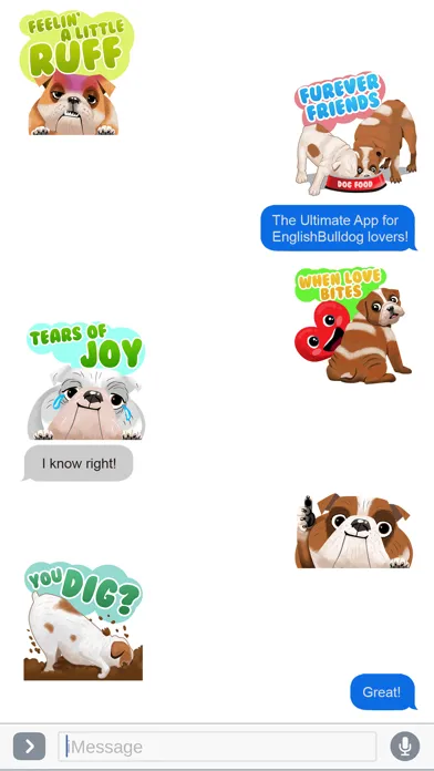 ภาพหน้าจอของ English Bulldog Emoji Stickers