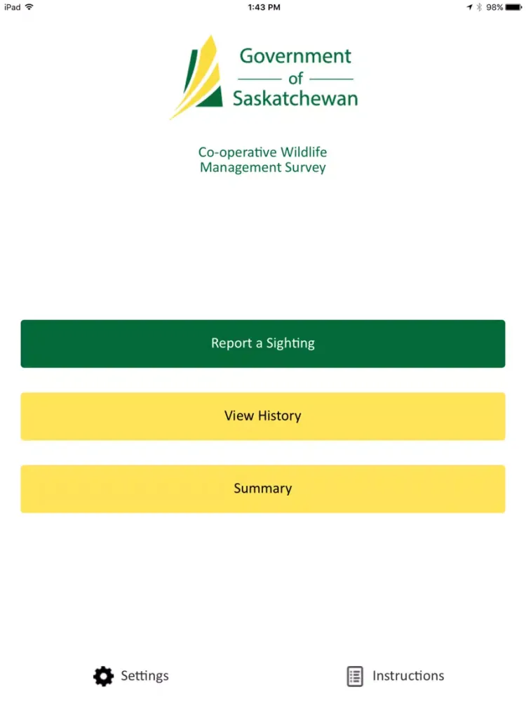 Saskatchewan Wildlife Survey iPad  Screenshots