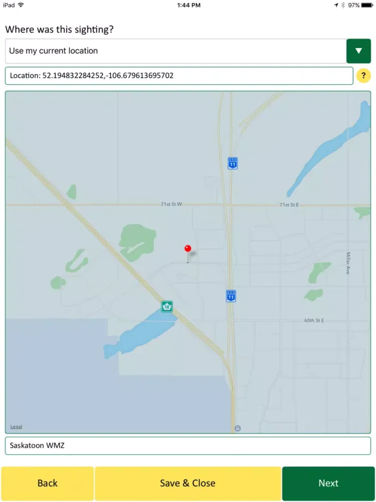 Saskatchewan Wildlife Survey iPad  Screenshots