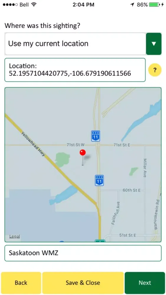 Saskatchewan Wildlife Survey Screenshots