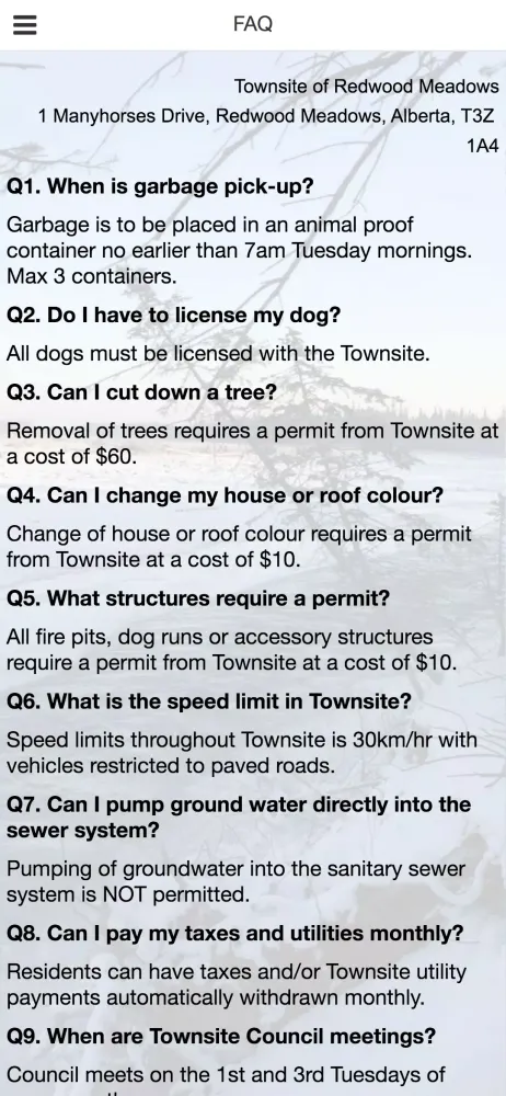 Townsite Redwood Meadows App Screenshots