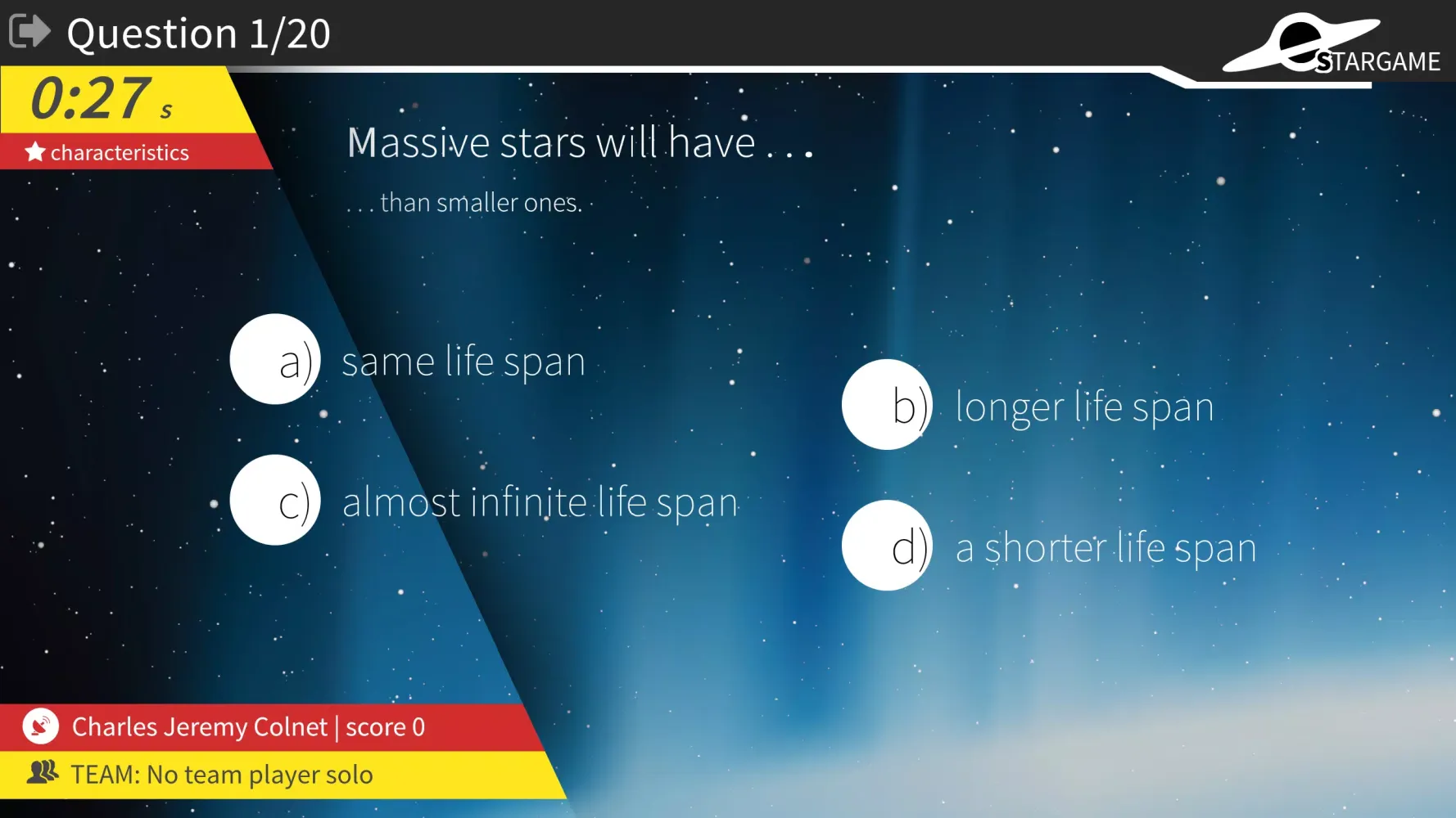 Stargame quiz应用截图