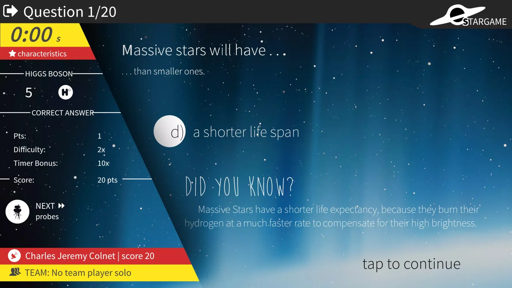 Stargame quiz应用截图