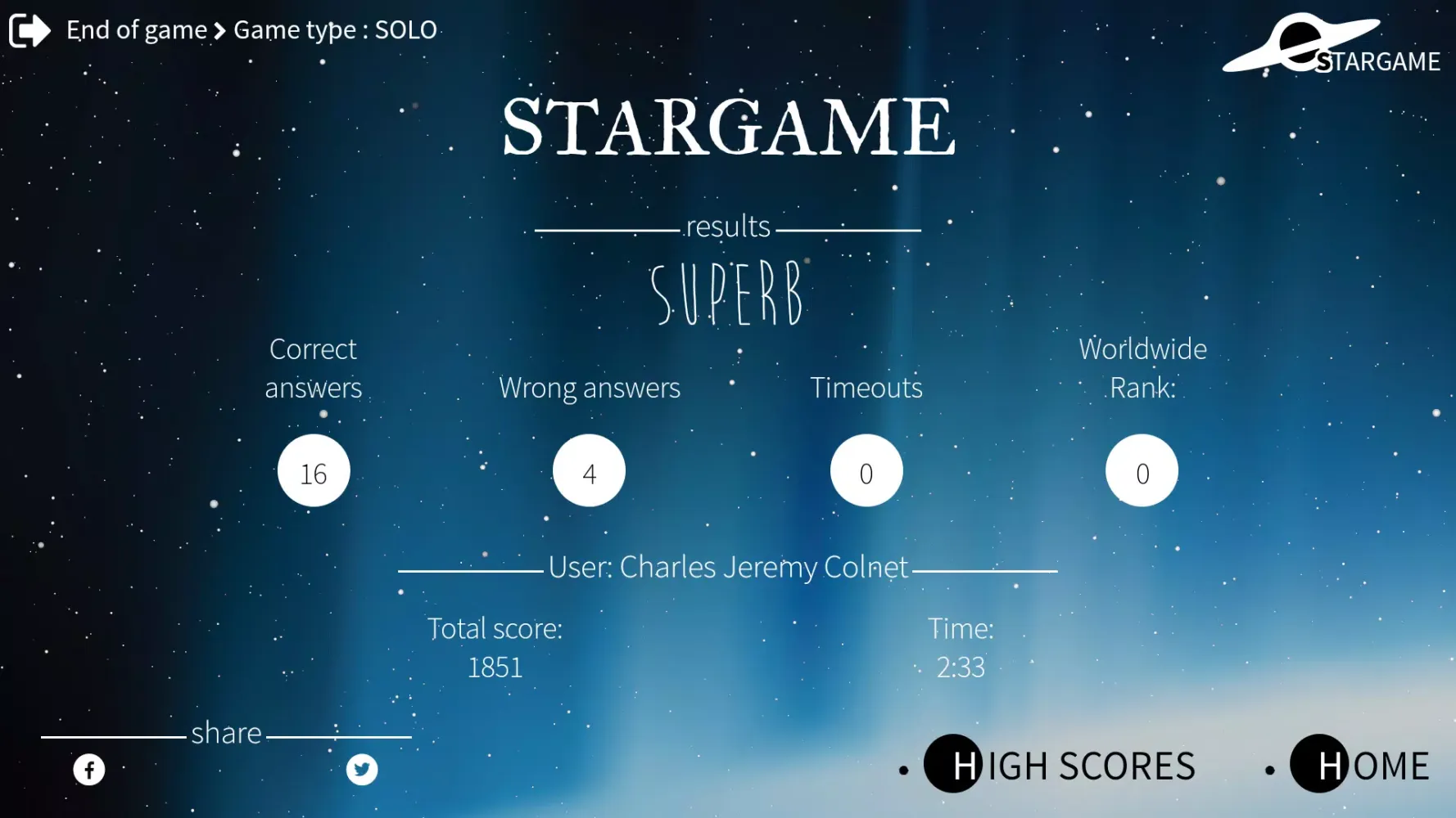 Stargame quiz应用截图