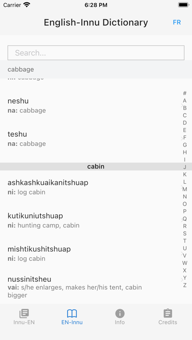 ภาพหน้าจอของ Innu Dictionary