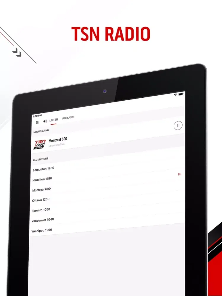 Captures d'écran de TSN GO iPad 