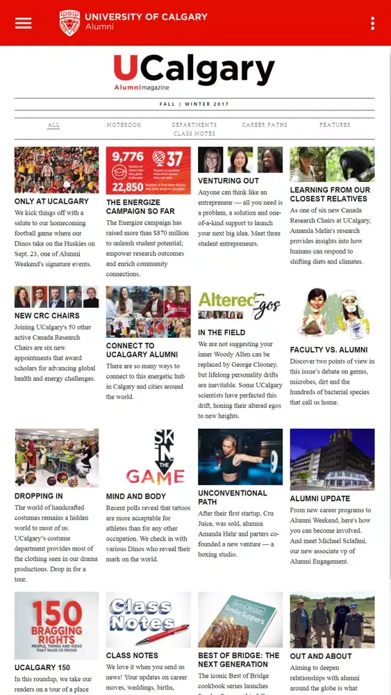 UCalgary Alumni Magazine Screenshots