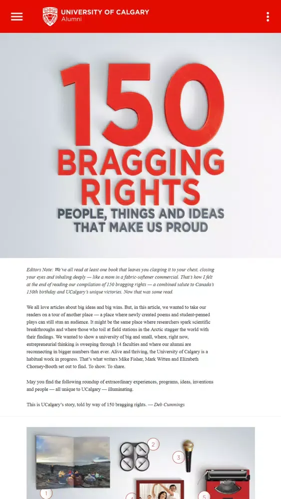UCalgary Alumni Magazine Screenshots