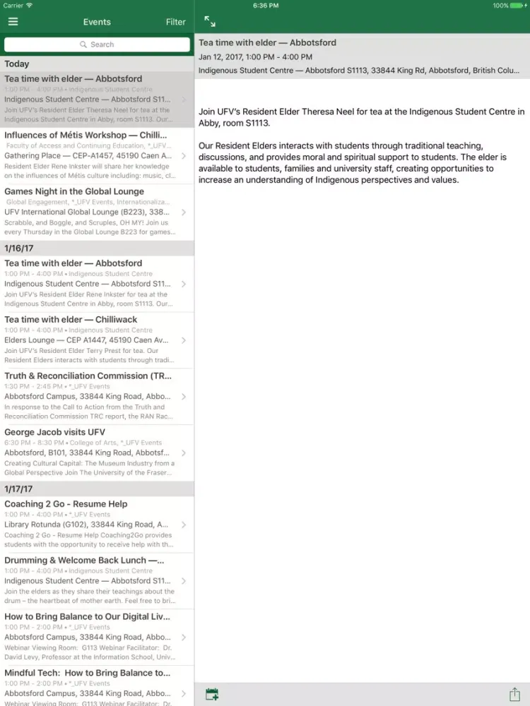 University of the Fraser Valley iPad  스크린샷