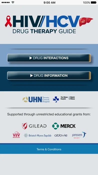 ภาพหน้าจอของ HIV-HCV Drug Therapy Guide