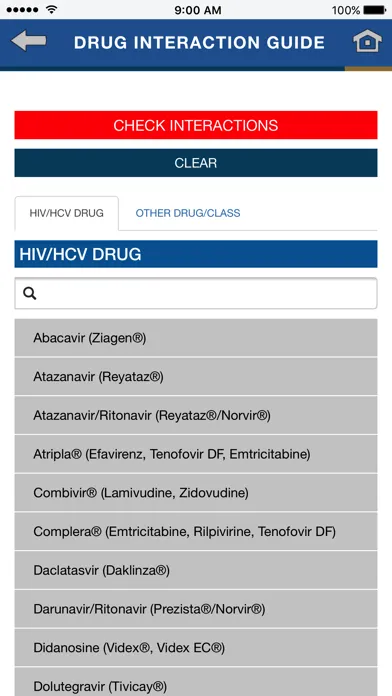 ภาพหน้าจอของ HIV-HCV Drug Therapy Guide