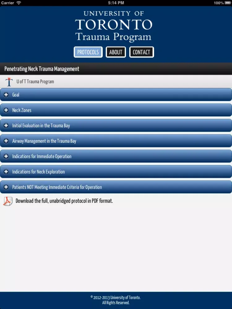 U of T Trauma Protocols iPad 应用截图