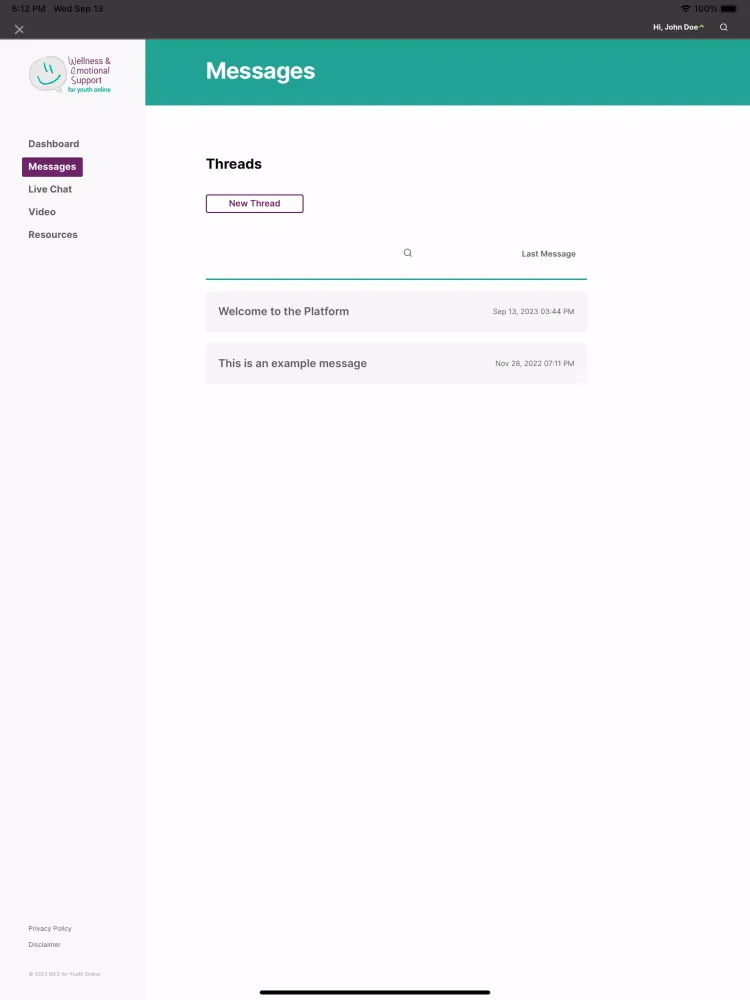 WES Online Counselling Screenshots