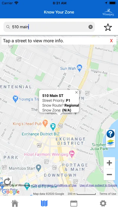 Ảnh chụp màn hình của Winnipeg Know Your Zone