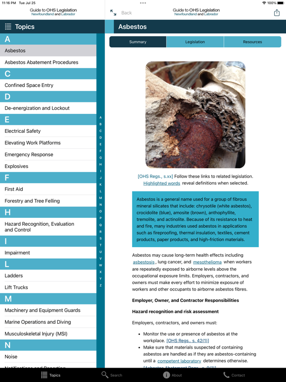 Guide to OHS Legislation NL iPad  Screenshots