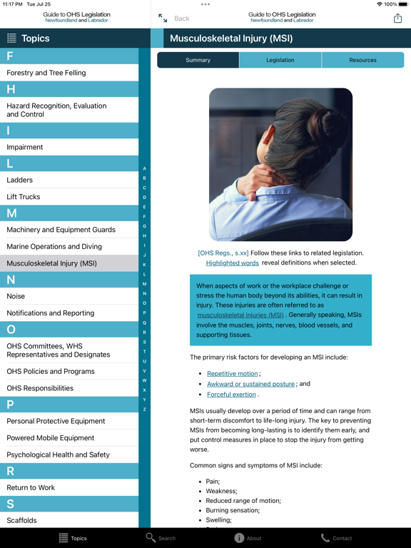 Guide to OHS Legislation NL iPad  Screenshots