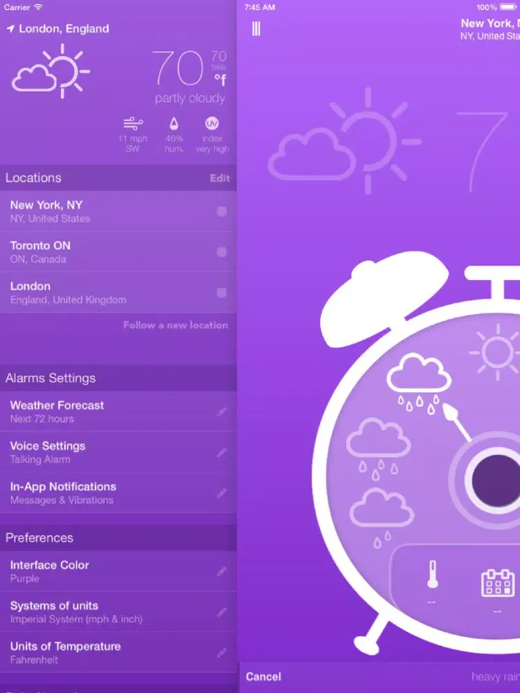 Screenshot di Rain Alarm | Summer & forecast alerts iPad 