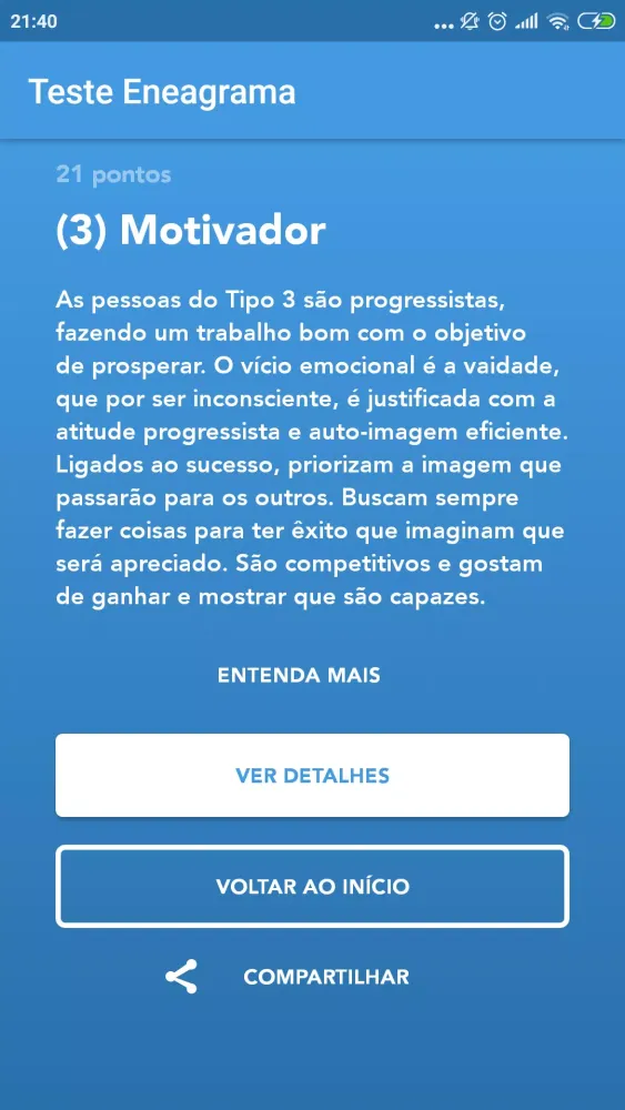 Enneagram Test Screenshots
