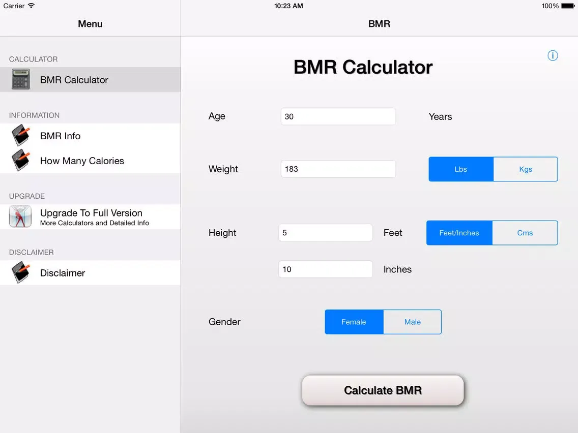 تصاویر Basal Metabolic Rate - BMR Calculator iPad 
