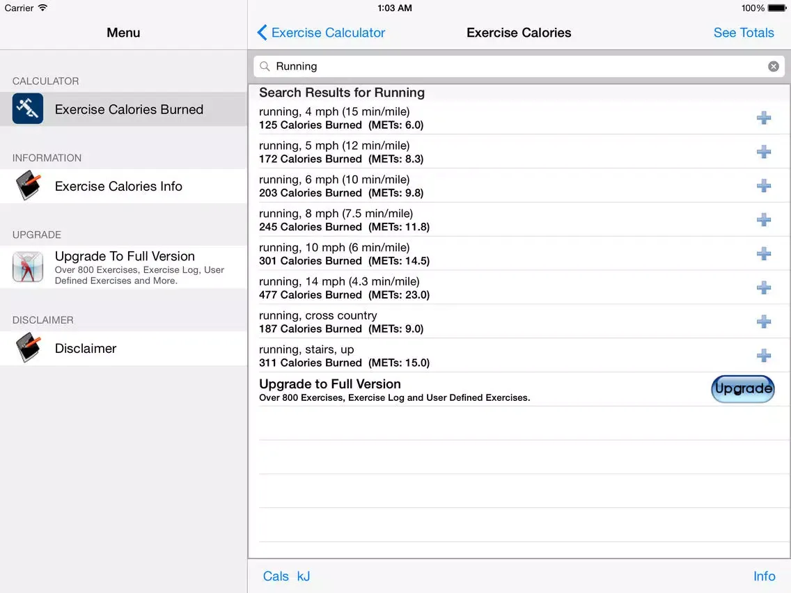 Exercise Calorie Calculator - Calculate the Calories Burned During Exercise iPad  Screenshots