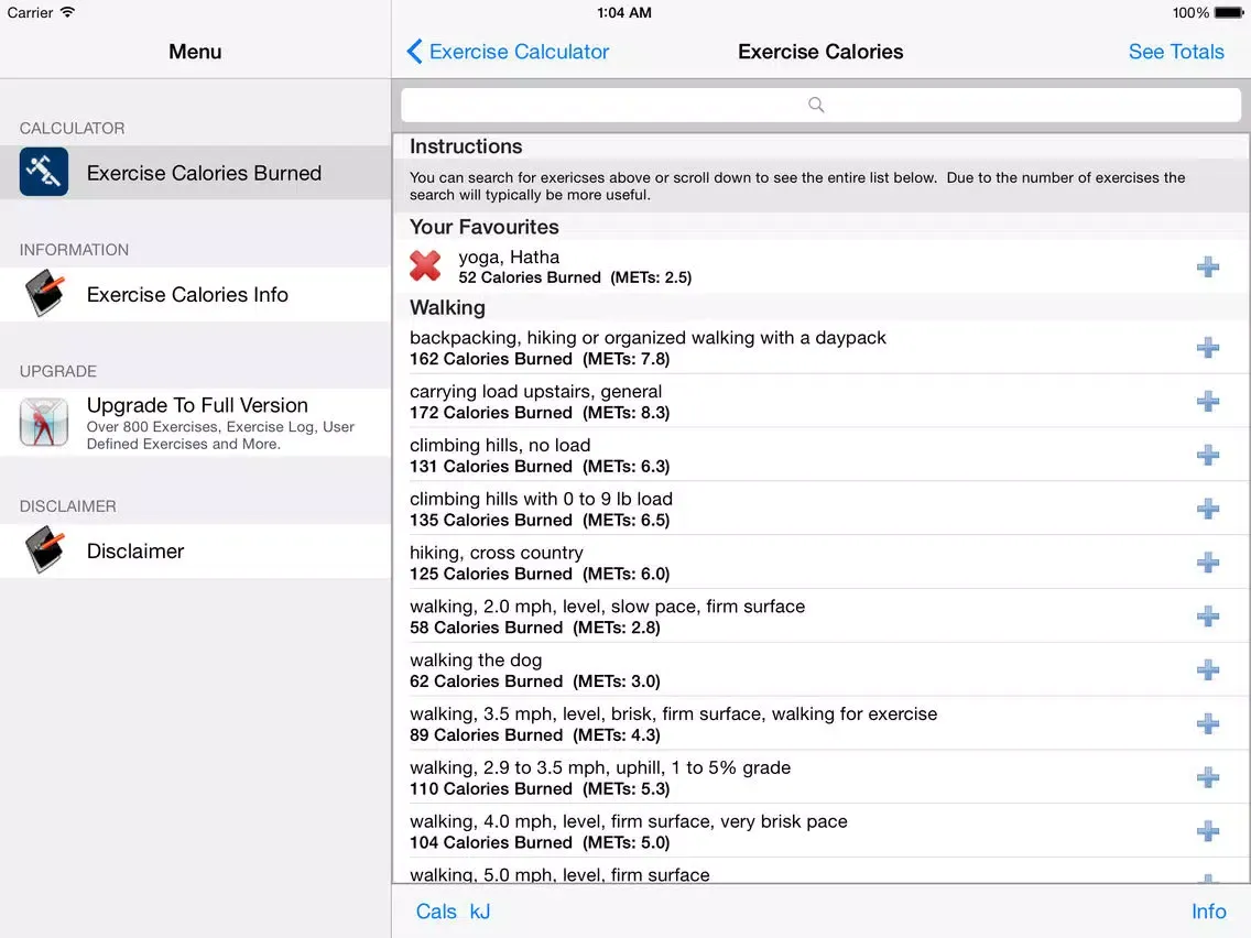 Exercise Calorie Calculator - Calculate the Calories Burned During Exercise iPad  Screenshots