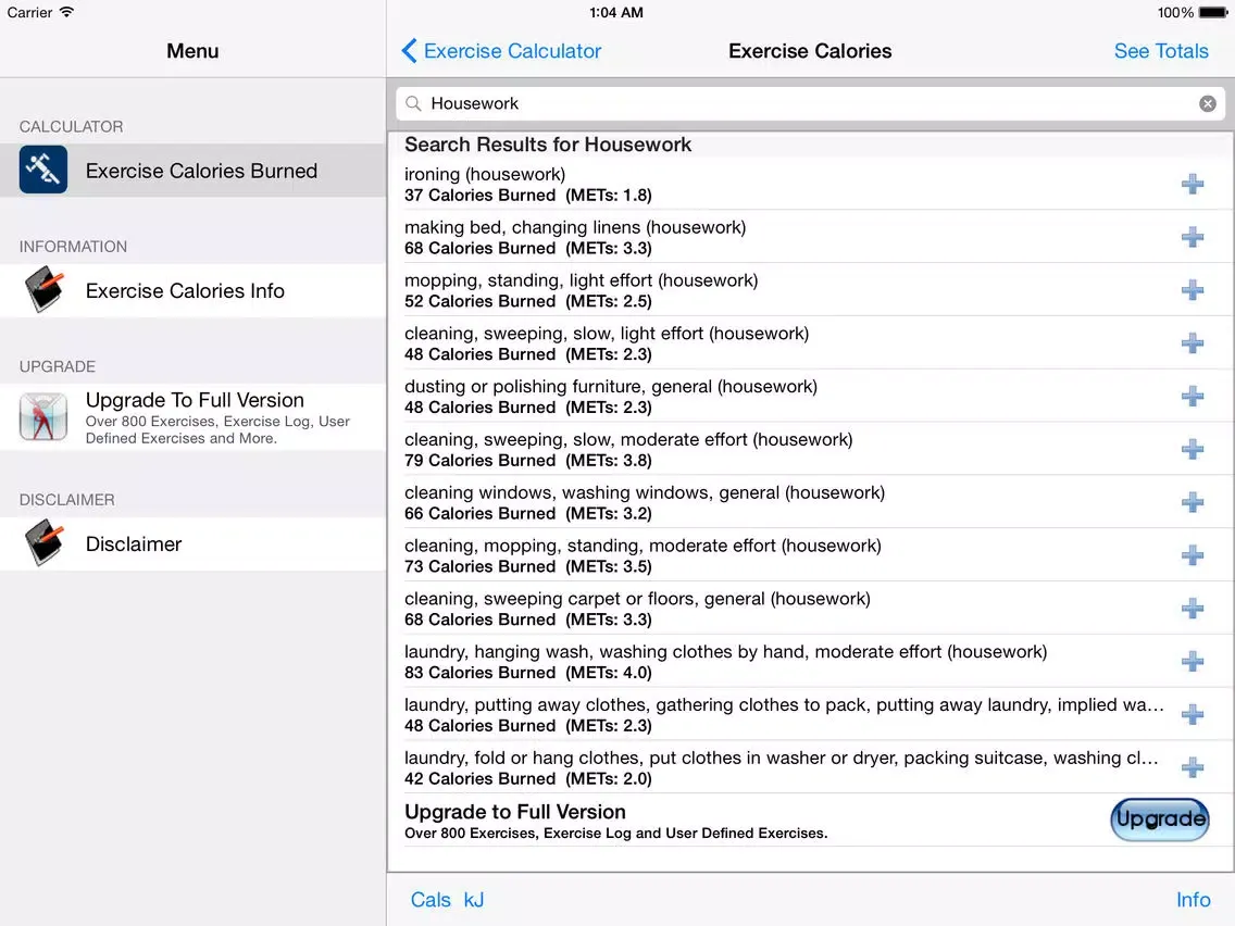 Exercise Calorie Calculator - Calculate the Calories Burned During Exercise iPad  Screenshots