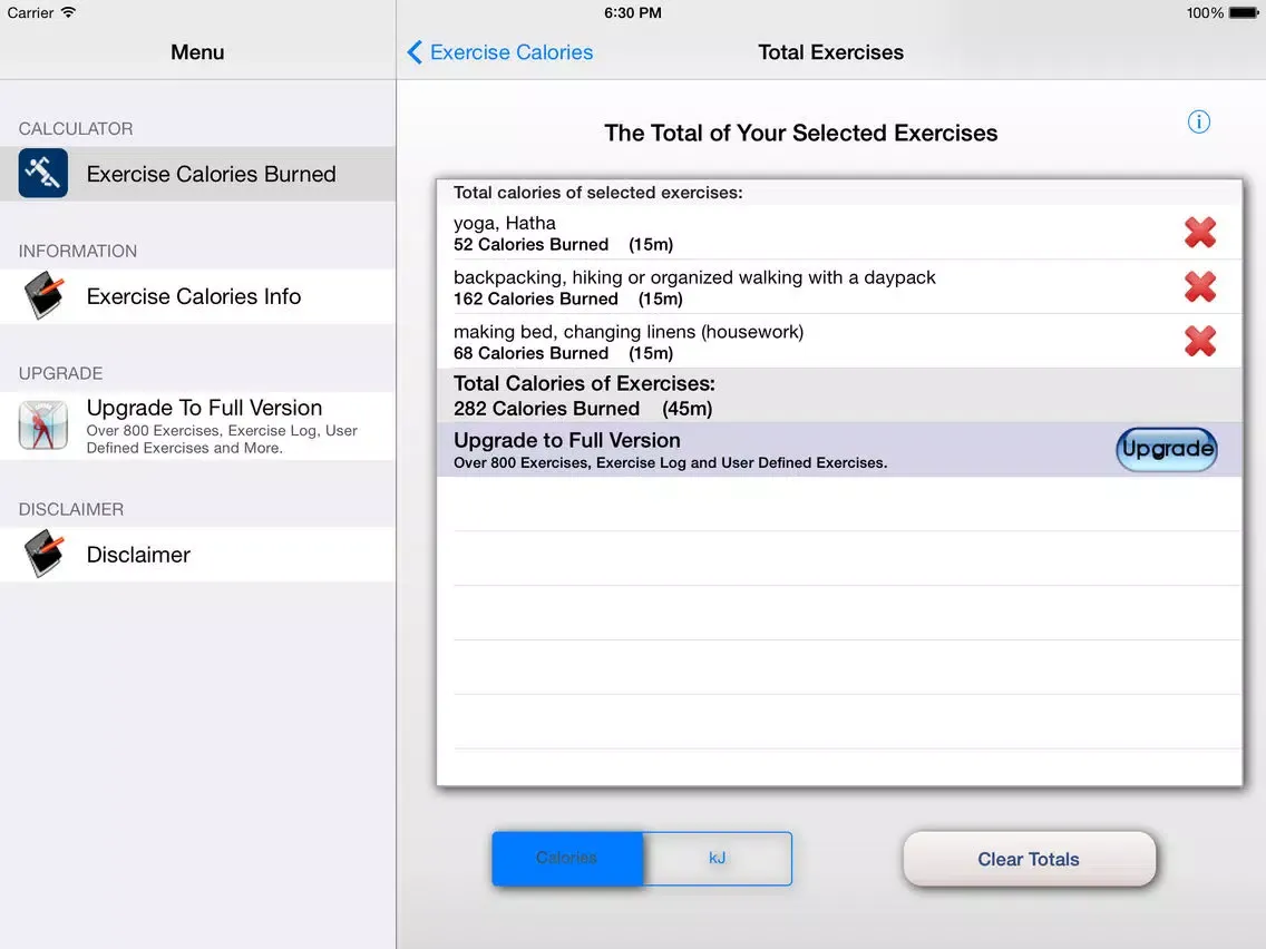 Exercise Calorie Calculator - Calculate the Calories Burned During Exercise iPad  Screenshots