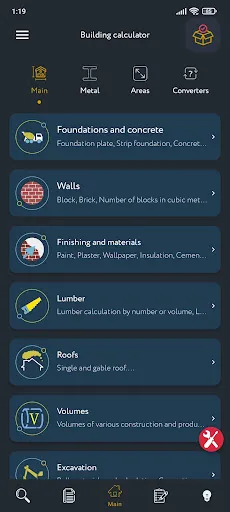 Tangkapan layar Construction Calculator