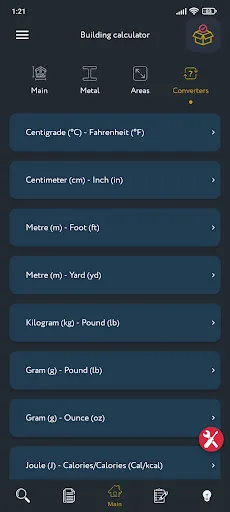 Tangkapan layar Construction Calculator