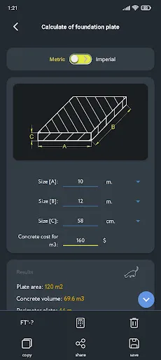 Tangkapan layar Construction Calculator
