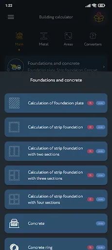 Tangkapan layar Construction Calculator