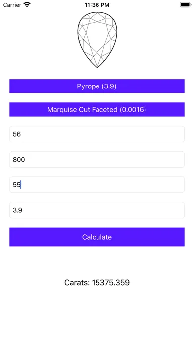 Capturas de tela do Carat Weight Calculator
