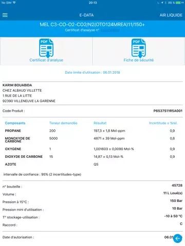 Captures d'écran de Air Liquide E-DATA iPad 
